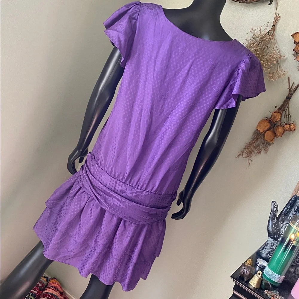 Vintage Purple Ruffle Sleeve Dress - Picture 10 of 11